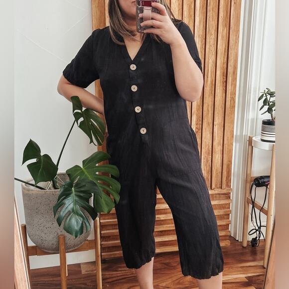 Natura Cropped Basic Viscose Jumpsuit. Size S - Picture 4 of 10